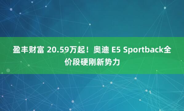 盈丰财富 20.59万起！奥迪 E5 Sportback全价段硬刚新势力