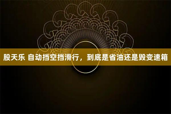股天乐 自动挡空挡滑行，到底是省油还是毁变速箱